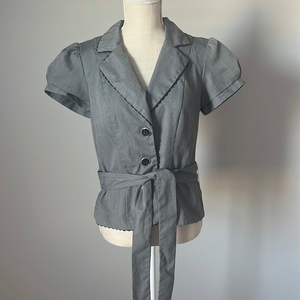 Heart Soul Button Blazer Shirt Gray Juniors Large